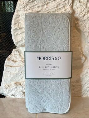 NWT Morris & Co. Dish Drying Mats - Light Gray Floral Set of 2